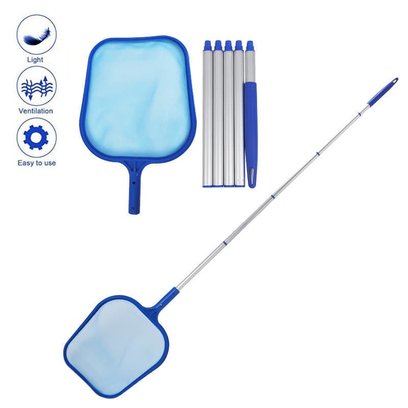 Kit De Limpeza De Piscina Com Poste Telescópico, Rede De Skimmer De Folhas Para Paredes E Azulejos
