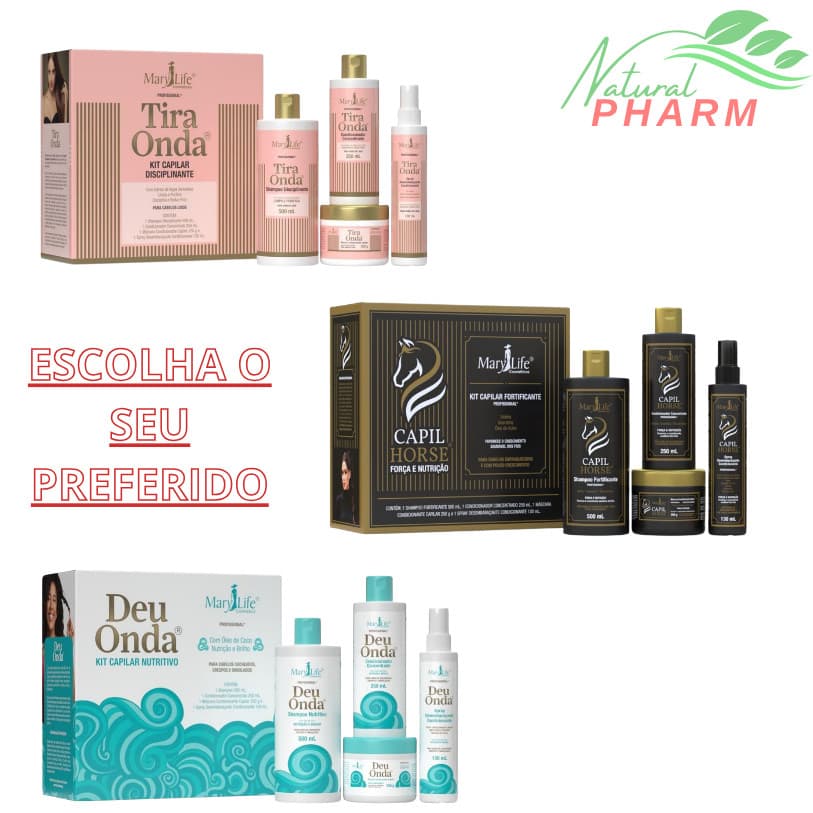 Kit Capilar Mary Life Completo – Capil Horse, Deu Onda e Tira Onda | Tratamento Profissional em Casa