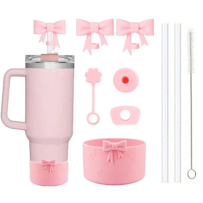 Conjunto De Borboleta 9 Peças Tampas De Silicone Para Copo De 7.5 Cm Palha Em Formato De Laço De 10 Mm