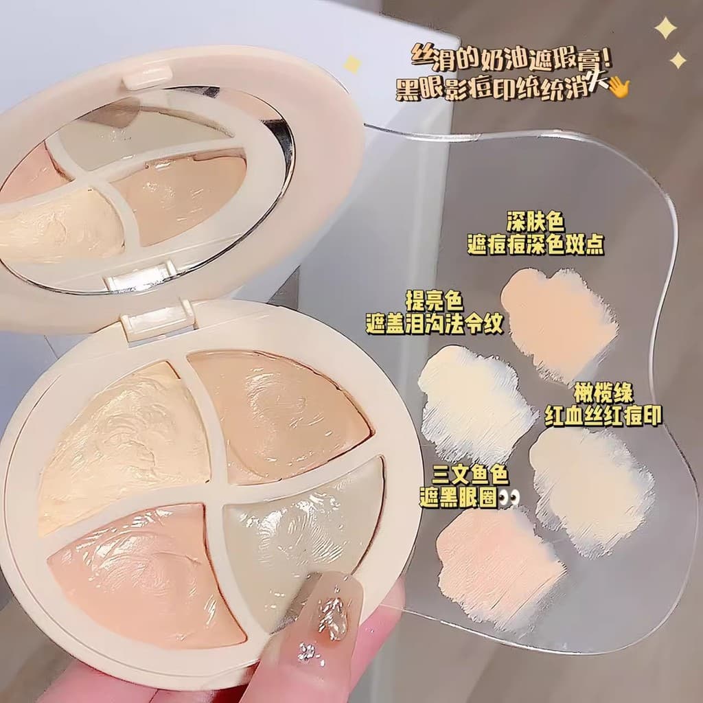 Úmido voando doce hortelã corretivo de quatro cores corretivo Facial manchas rasgo sulco linhas nasolabiais olheiras ilu