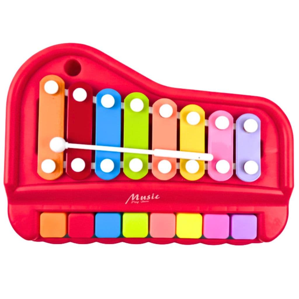 Pianinho Infantil Xilofone teclado musical 2 em 1 Vermelho