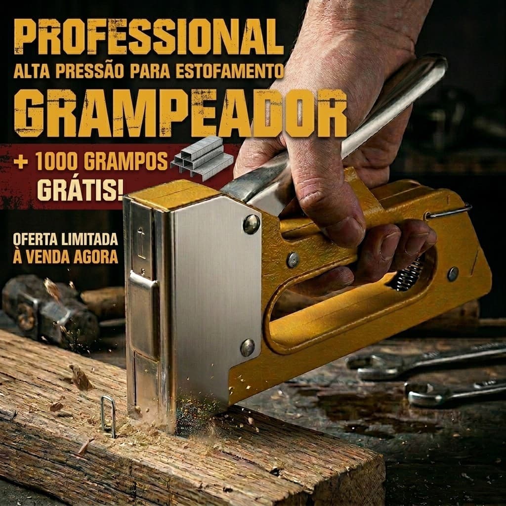 Grampeador Tapeceiro  + 1000 Grampos 8mm de brinde Ferramentas Profissional