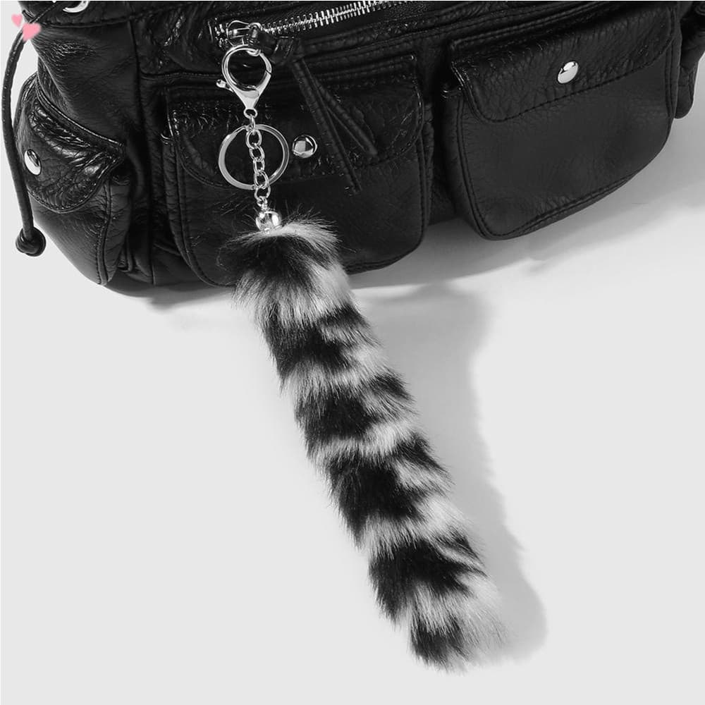 Chaveiro Irregular De Pele Sintética Com Cauda De Animal , Bolsa De Pelúcia Fofa , Fashion Para Mulheres