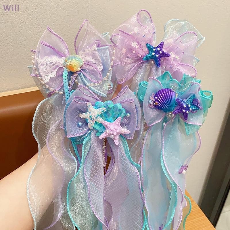 Chapéu De Sereia , Laço De Princesa Infantil , Grampo De Cabelo , Fio Flutuante Para Meninas , Prendedor Trançado , Aces