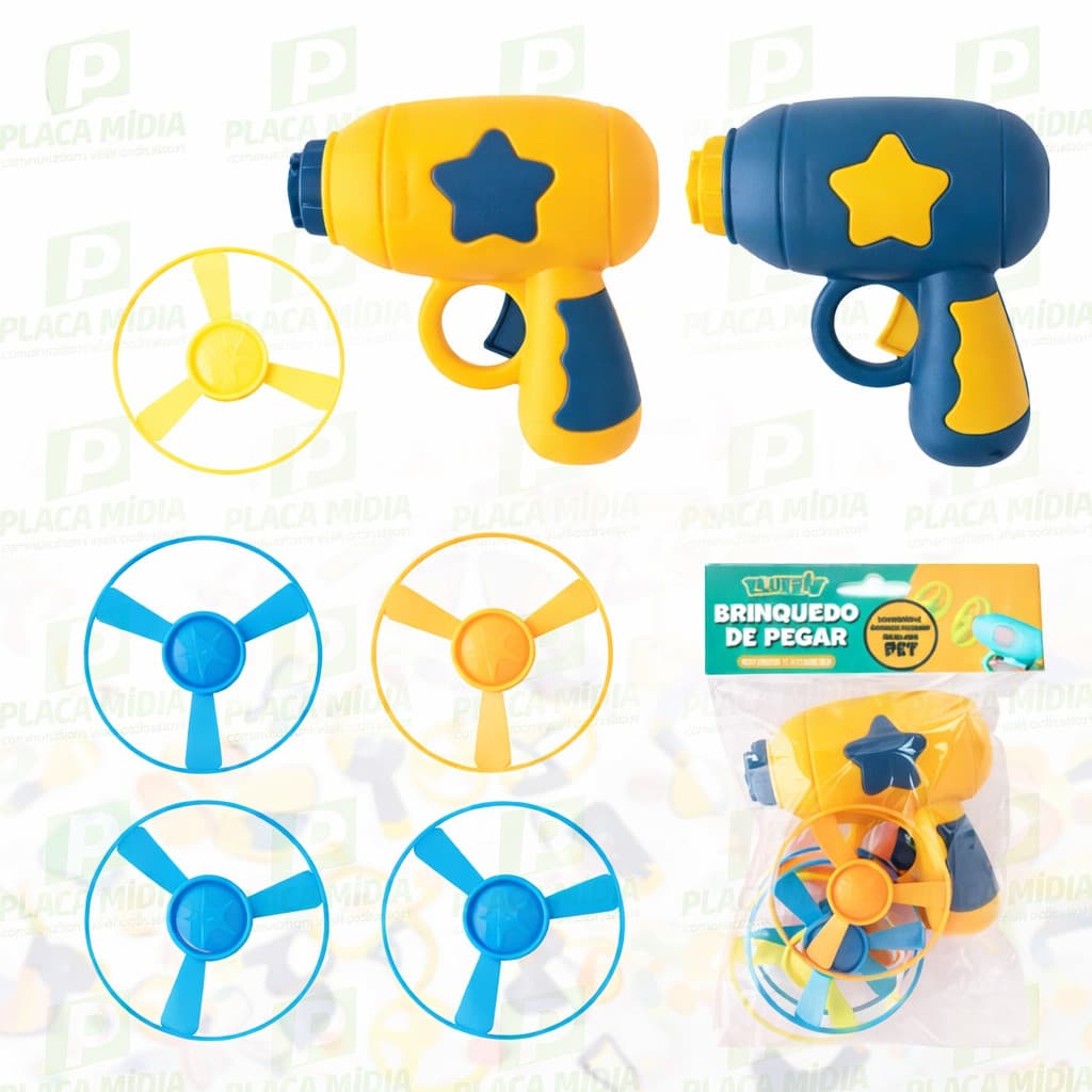Brinquedo Interativo Infantil e Pet Lançador de Discos Voadores para Cães e Gatos 10cm