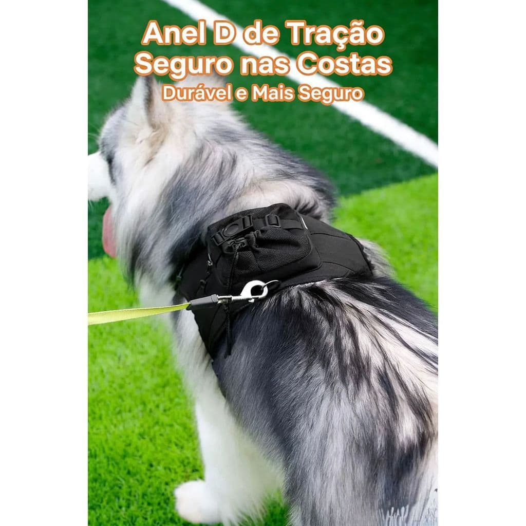 Arnês Tático para Cães Grandes com Mochila – Peitoral Anti-Puxão Reforçado e Alça de Controle