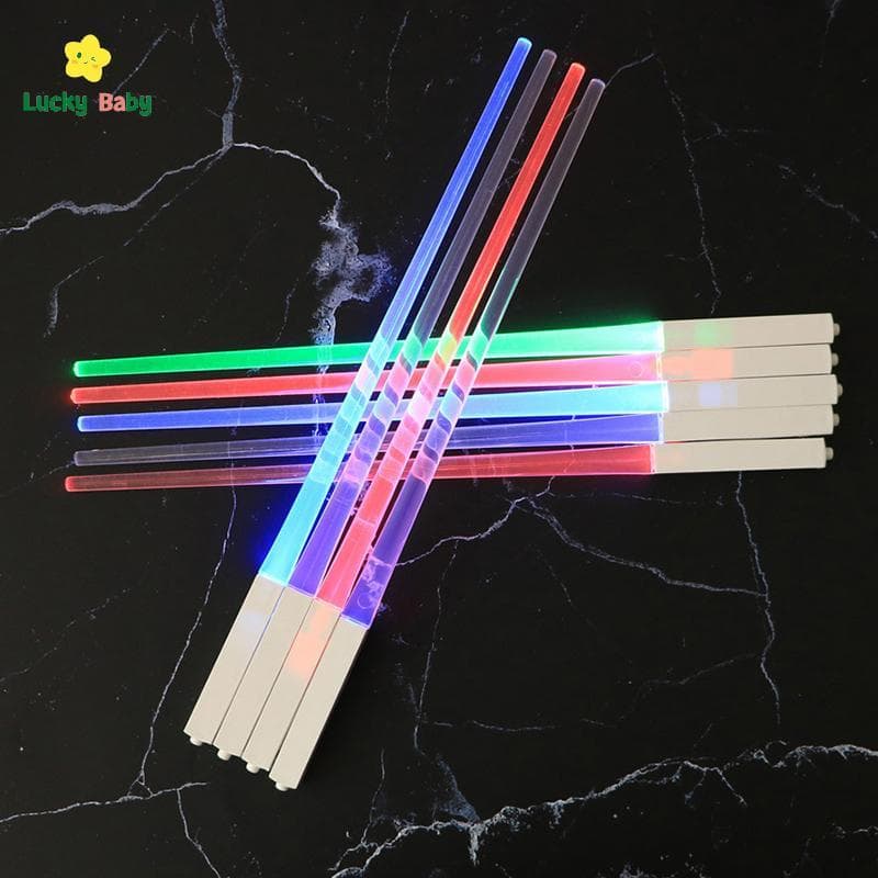 [Luckybaby-t] 1 Peça De Sabre De Luz LED Pauzinhos Luminosos Destacáveis Laváveis Reutilizáveis Talheres Grátis Para Jan
