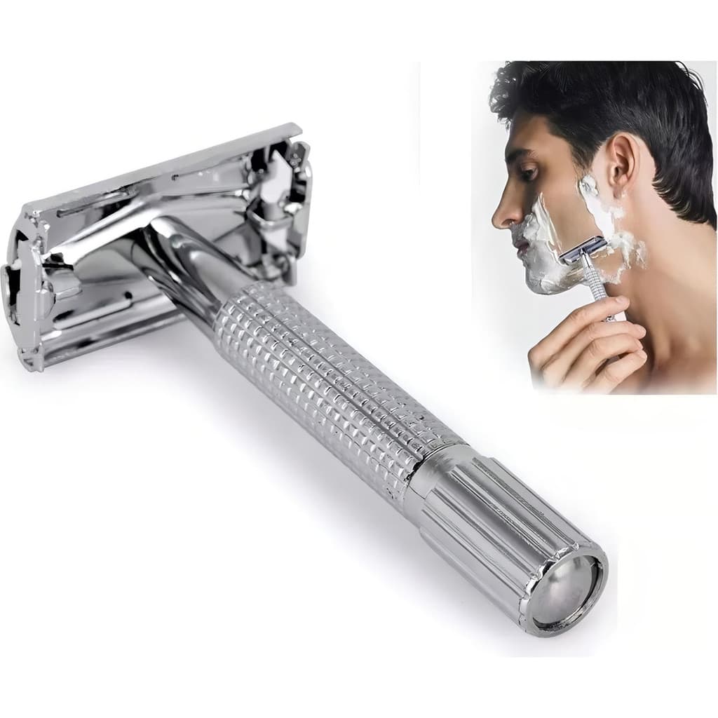 BARBEADOR CABO CLÁSSICO SAFETY RAZOR QSHAVE + 5 LÂMINAS USA