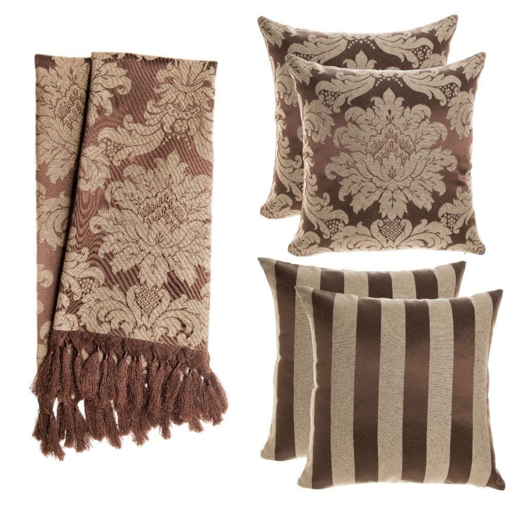 Kit 1 Manta Tecido Jacquard Para Sofá + 4 Capas De Almofada, Para sua Casa, elegante