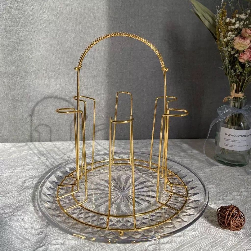 Porta Copos De Suporte Para 6 Copos Cozinha Mesa Cor Dourado