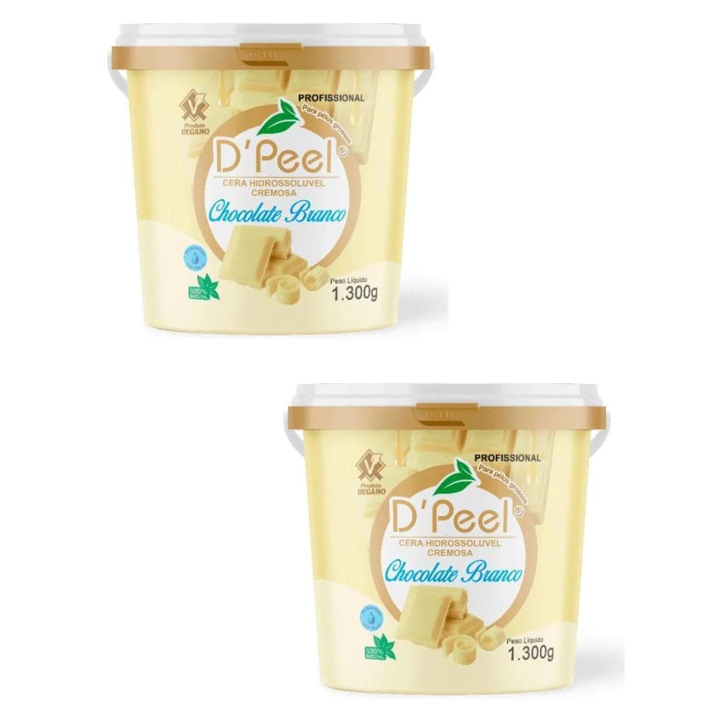 Kit 2 D´Peel Cera Depilatória Morna 1300g - Chocolate Branco  - Reds