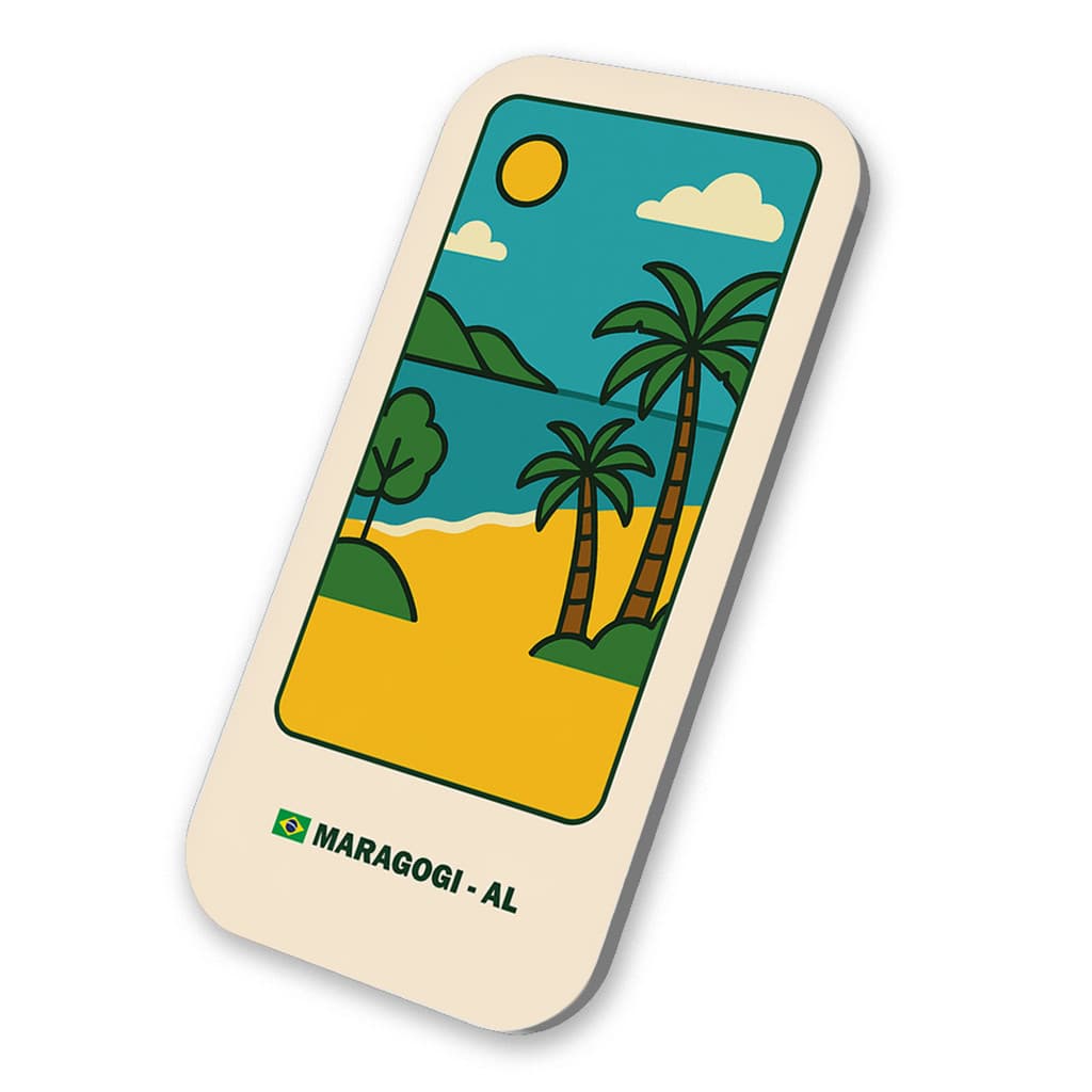 Imã Geladeira Souvenir Maragogi - Alagoas Brasil Coleção Pontos Turísticos do Brasil em Metal 3x6cm