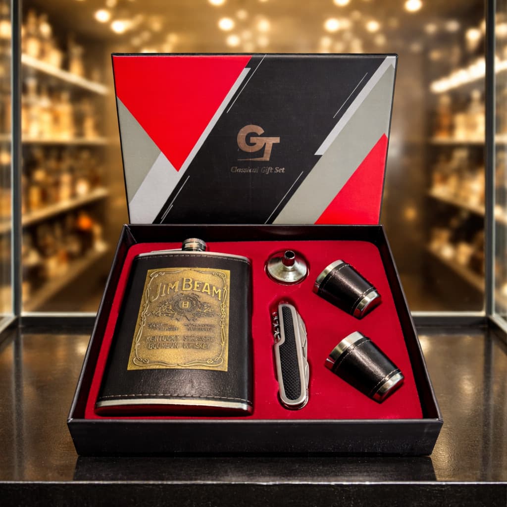 KIT CANTIL PORTA BEBIDAS FUNIL COPOS E CANIVETE JIM BEAM