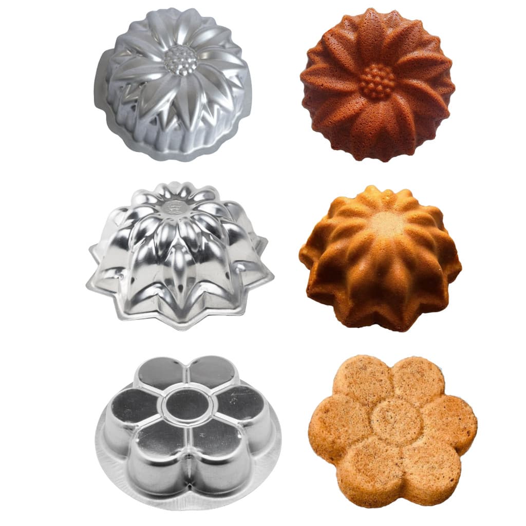 Kit com 03 Formas Decoradas Girassol Cascata Flor Bolo Caparroz