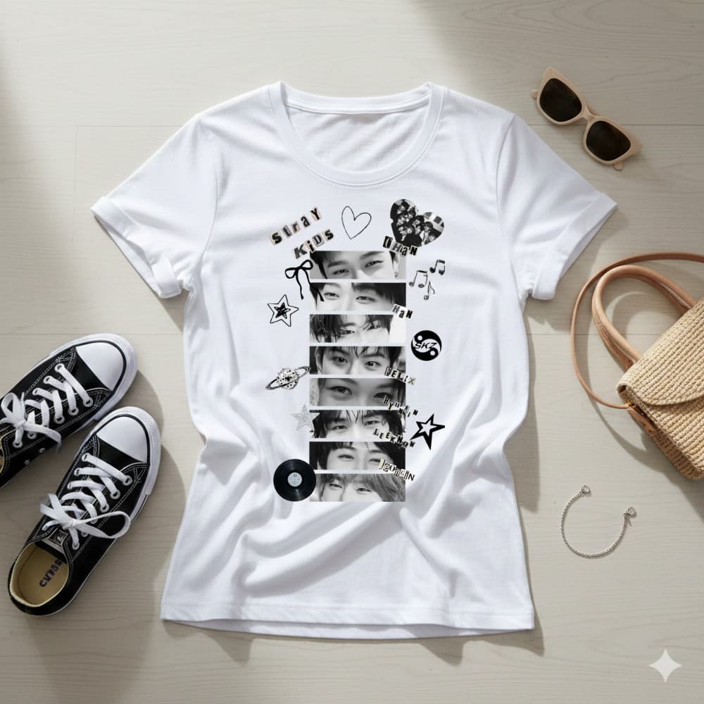 Camiseta Feminina Stray Kids K-Pop Estilo Coreano STAY Aesthetic Moda Casual Algodão Envio Imediato