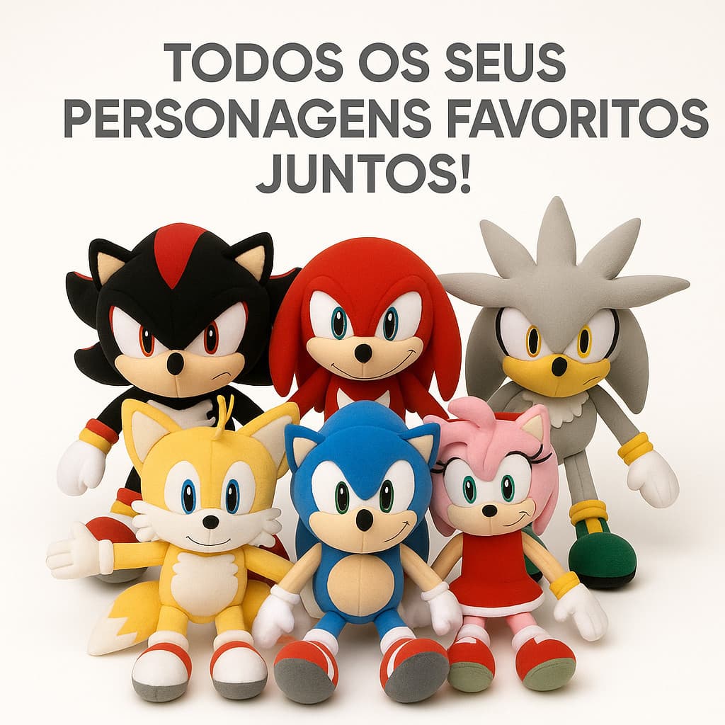 50CM Boneco do Sonic Tails Amy Shadow Knuckles Silver 6 Urso Pelucia Brinquedo pelúcias Menino Menina