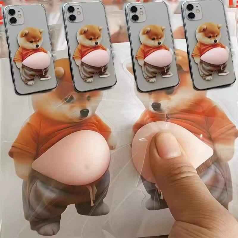 3D Shiba Inu Cão Barriga Adesivo Engraçado Protetor De Porta Do Carro Bunda Pára-Choques Alívio Brinquedo Corpo Silicone