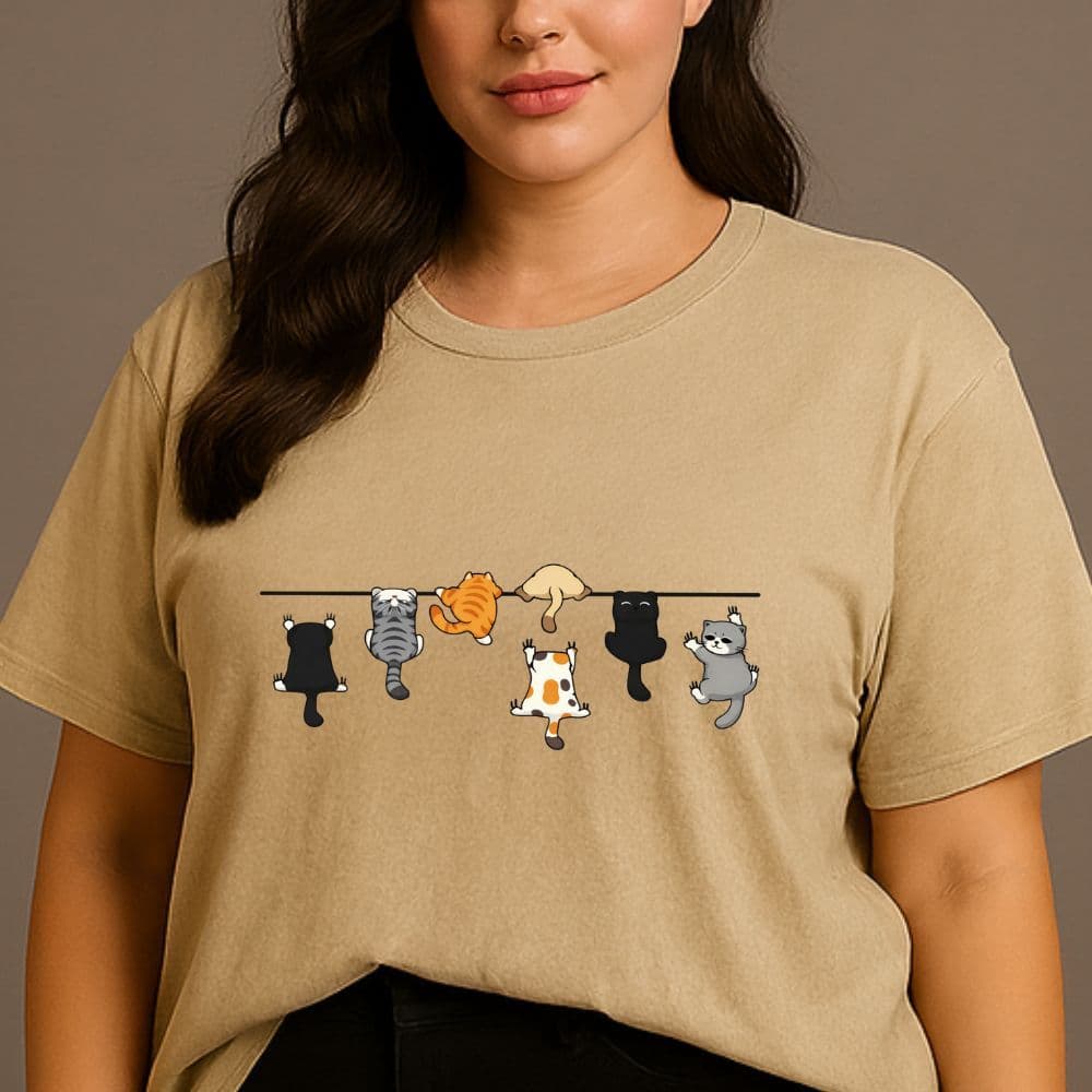 Camiseta Plus Size Feminina 100%algodão Gatos Fofos Treino