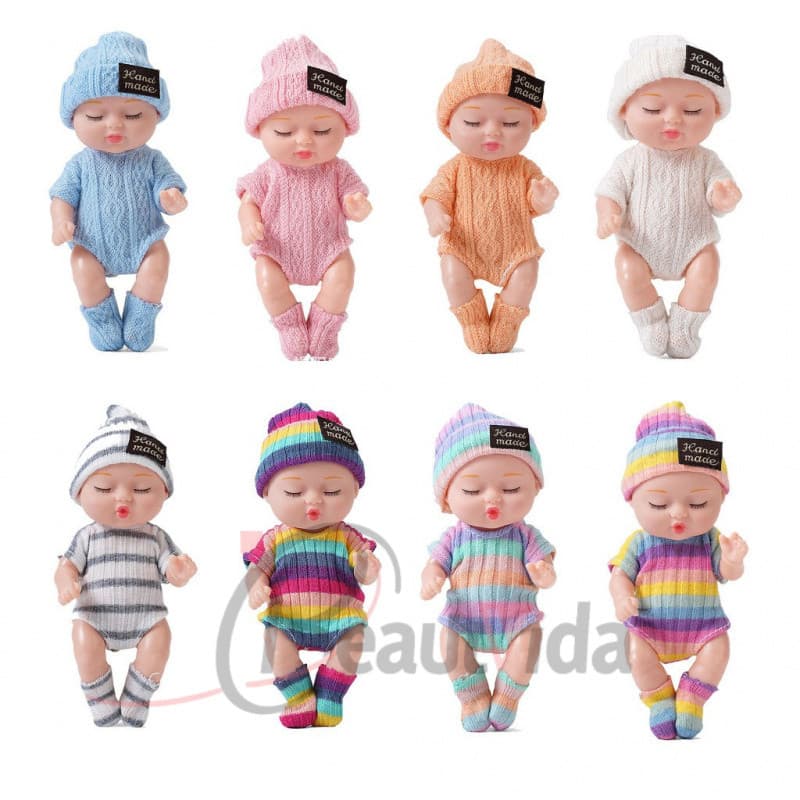 Boneca Bebe Silicone Reborn Simulação  Dormir Bebê Mini Fofa Menino Realista Vestido De Brinquedos Meninas Dia Das Crian