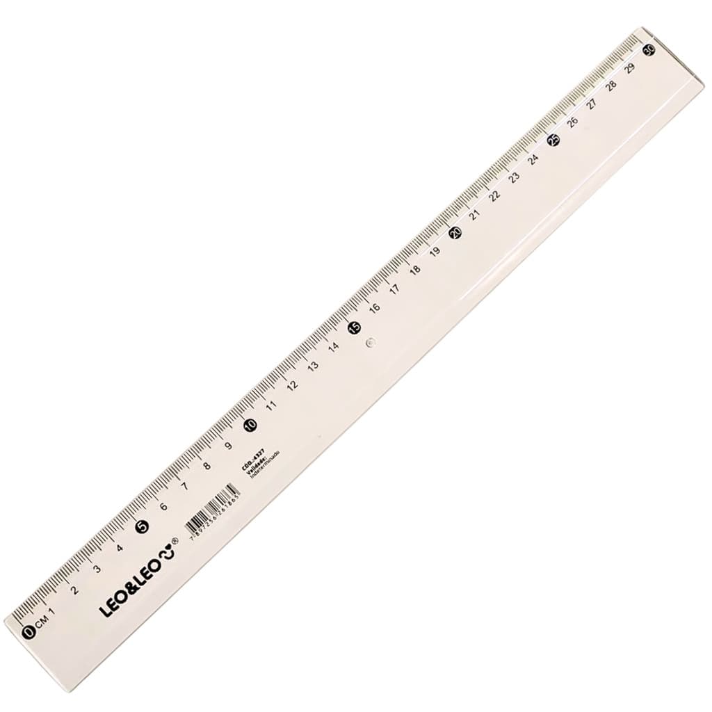 Kit 2 Régua Plástica 30cm Leo e Leo Escolar Resistente