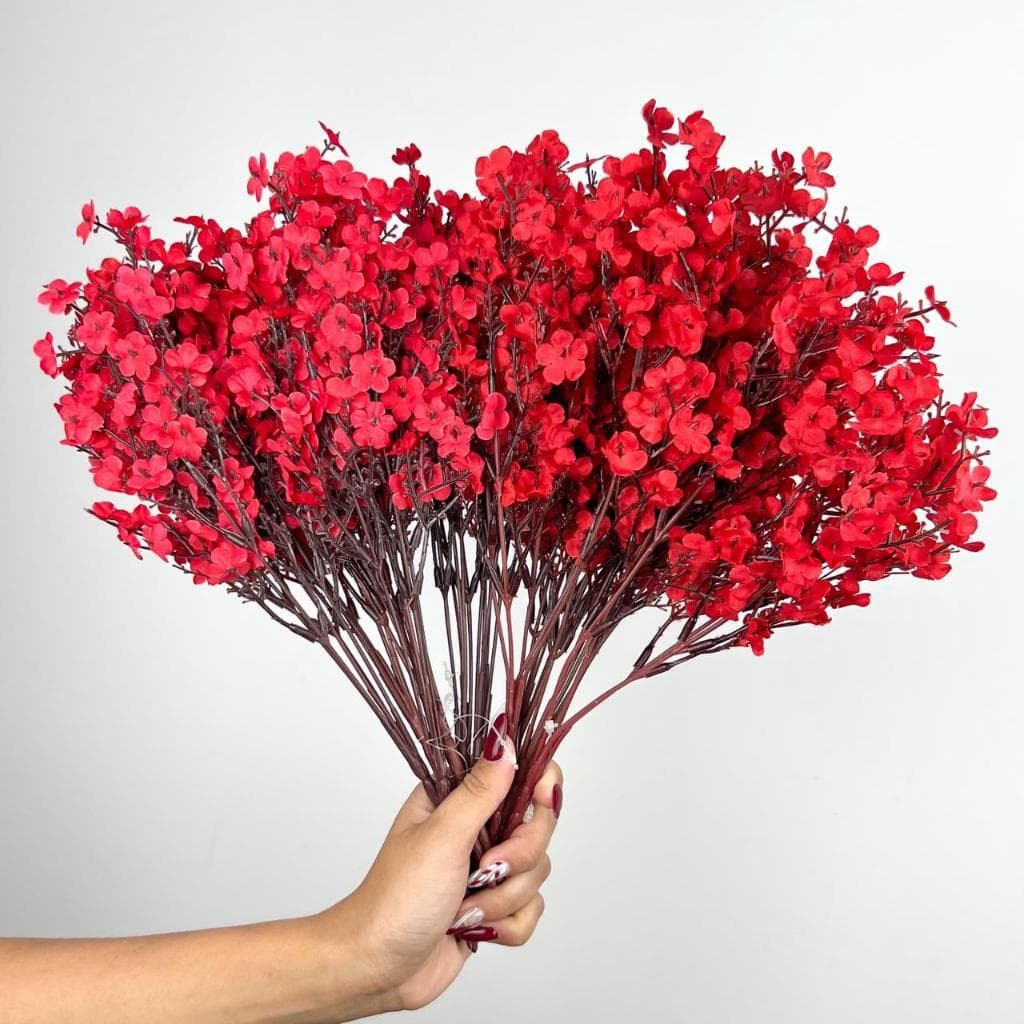 Flores Artificiais VERMELHO Decoração Casa Festa Bouquet Casamento Gypsophila Cerejeira - A-500