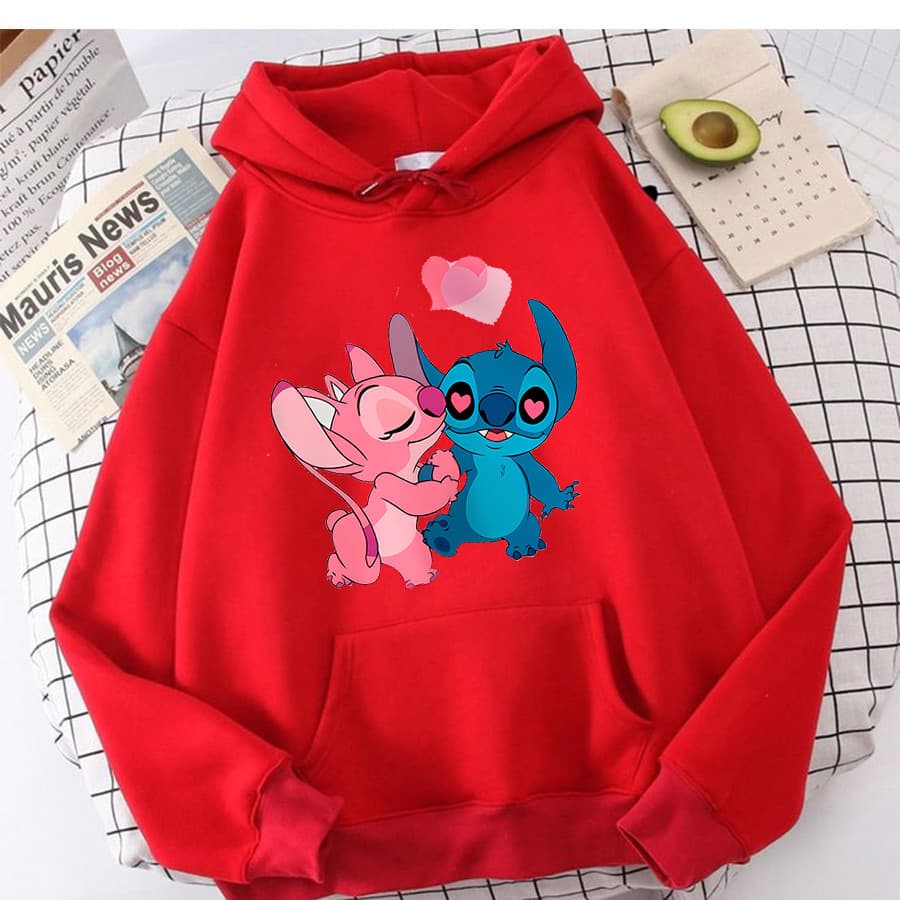 Blusa De Moletom Feminino Casaco de Frio Lilo Stitch  Casal Personalizado Linha premium com Bolso e Capuz