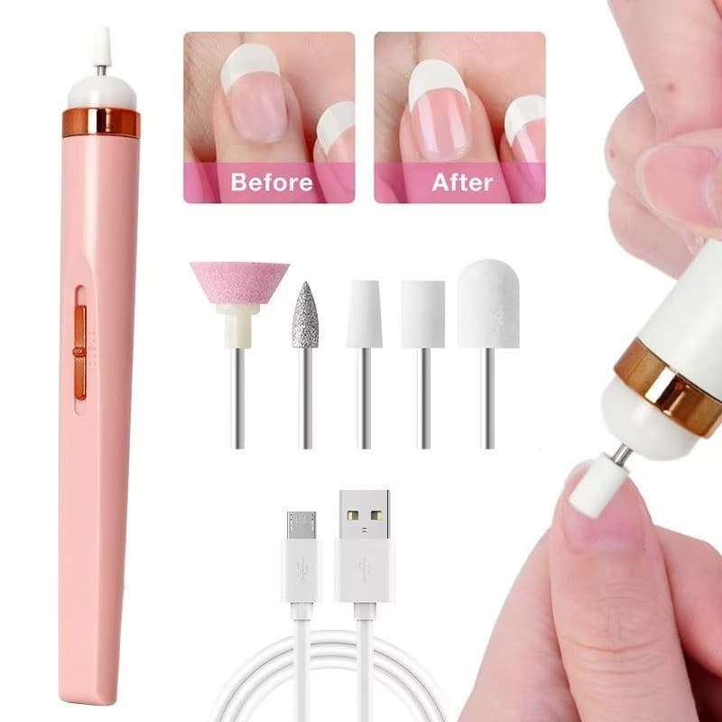 Lixadeira De Unha Eletrica Profissional 5 Em 1 Manicure Pedicure Motorzinho Aparador Brocas Lixa Recarregavel