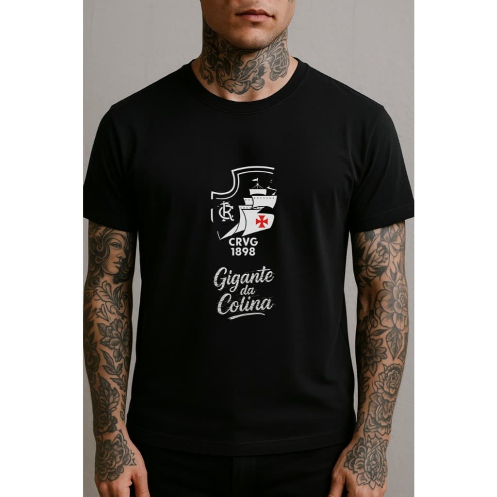 Camiseta Camisa T-shirt Blusa Time Vasco da Gama Torcedor Gigante da Colina Estampado Personalizado 100% Algodão Envio I