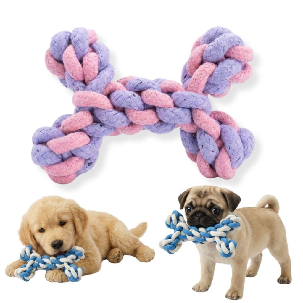 Brinquedo Mordedor para Cachorro Corda Trançada Resistente Formato Osso Antiestresse