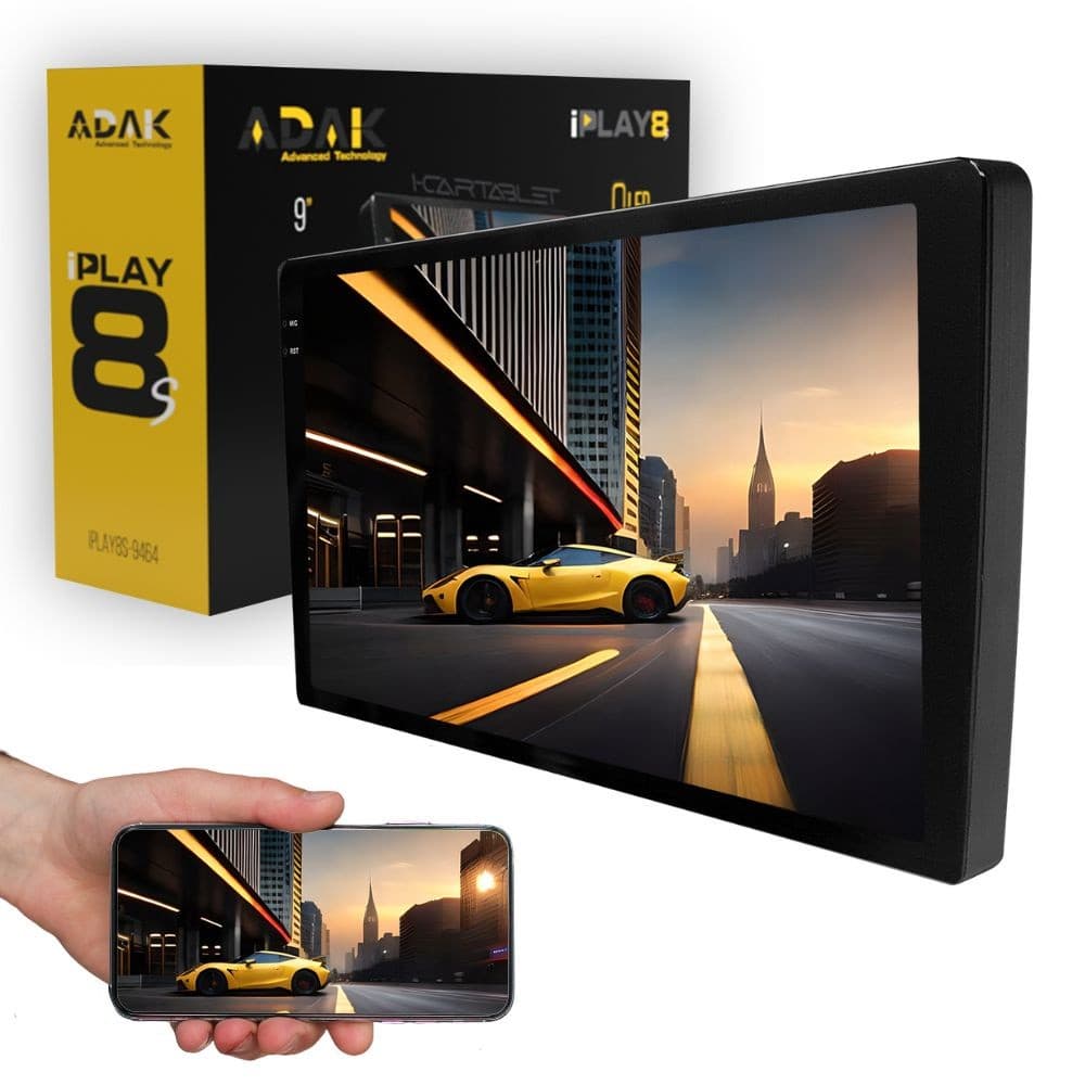 Multimídia Universal Adak 9" Octa Core 4 + 64Gb Chip 4G All In Qled Carplay Android