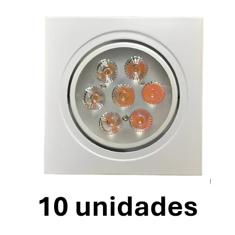 Kit 10 Lâmpadas Spot Led 7w Embutir alumínio luz branco frio