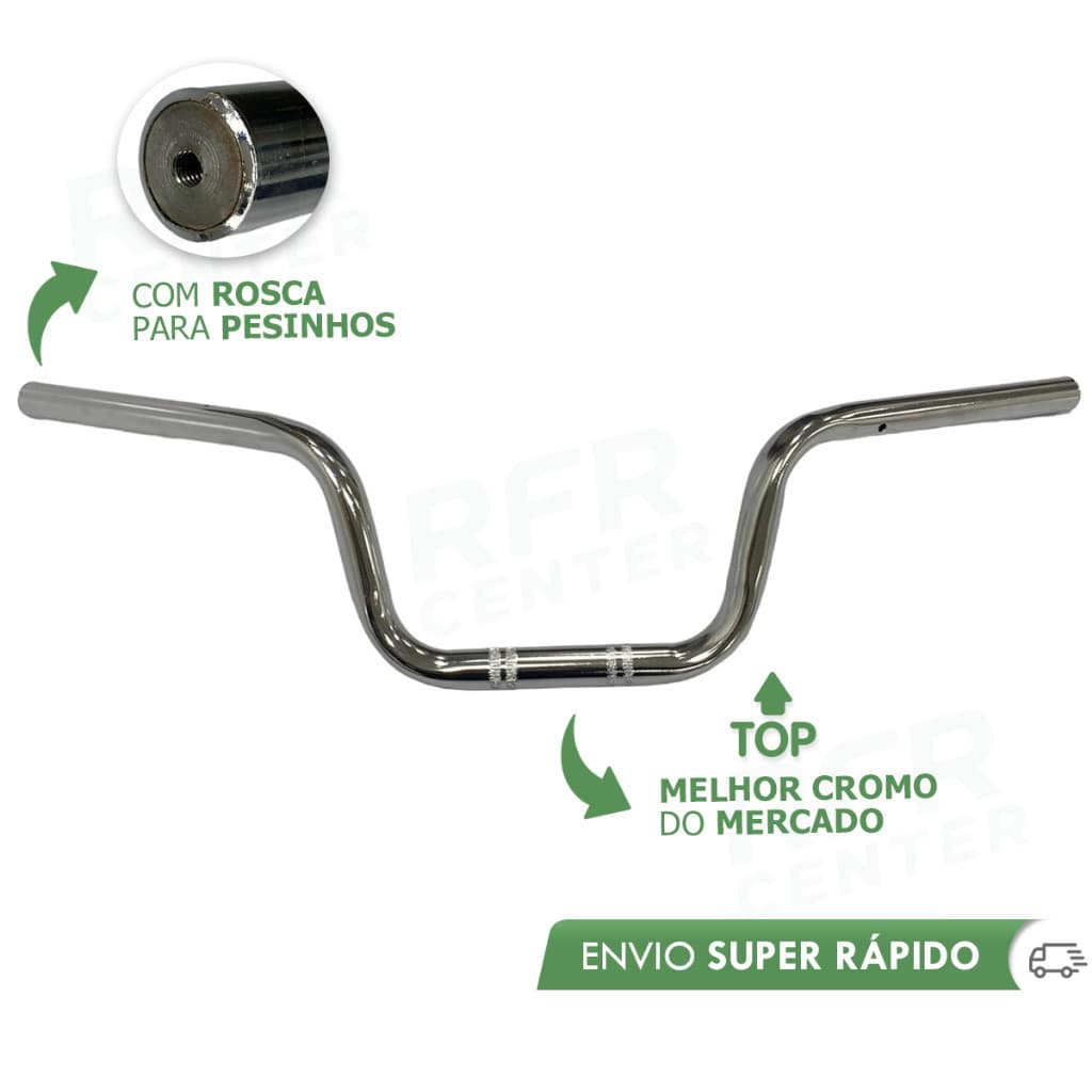 Guidão CG Cargo 160 Cromado Reforçado Com Rosca Para Pesinhos E Furo Para Punho de CB 500