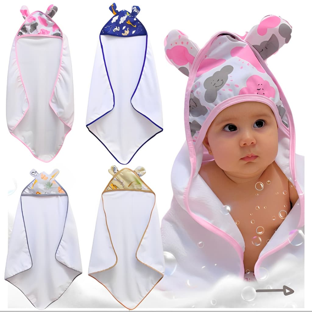 TOALHA DE BANHO FELPUDA BEBÊ CAPUZ ATOALHADO FELPUDO PREMIUM ENXOVAL MULTI ESTAMPAS