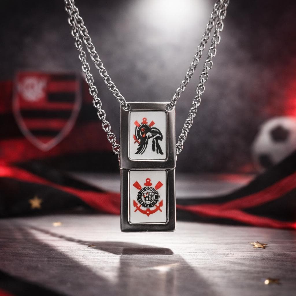 Colar Duplo Aço Inox Time de Futebol e torcida – Pingente Duplo