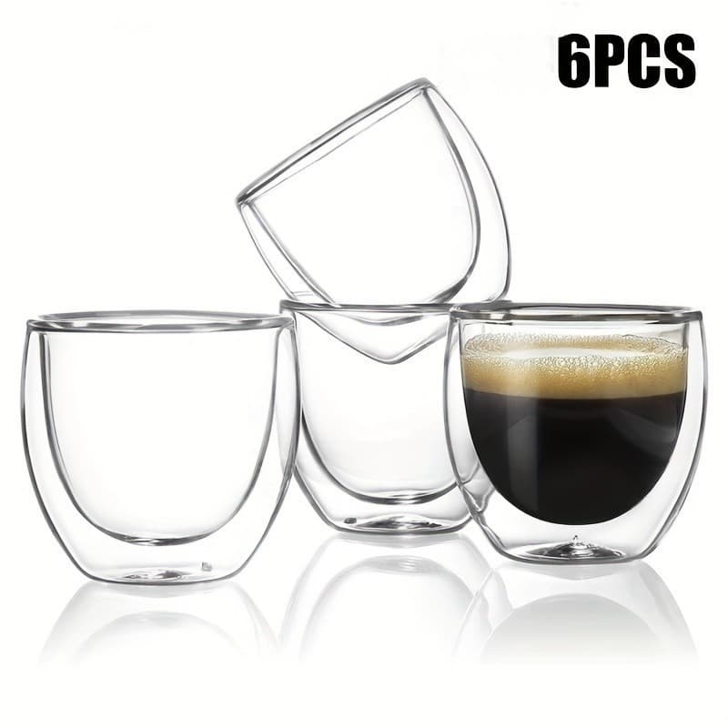 Jogo De Copos De Vidro Duplo Com 6 peças 90ml Copo