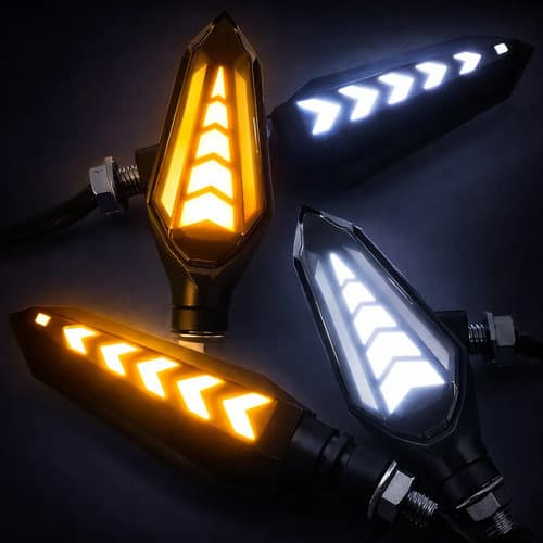 4 Setas Piscas Kawasaki Z300, Z650, Z750, Z800 E Z1000 Led Preto