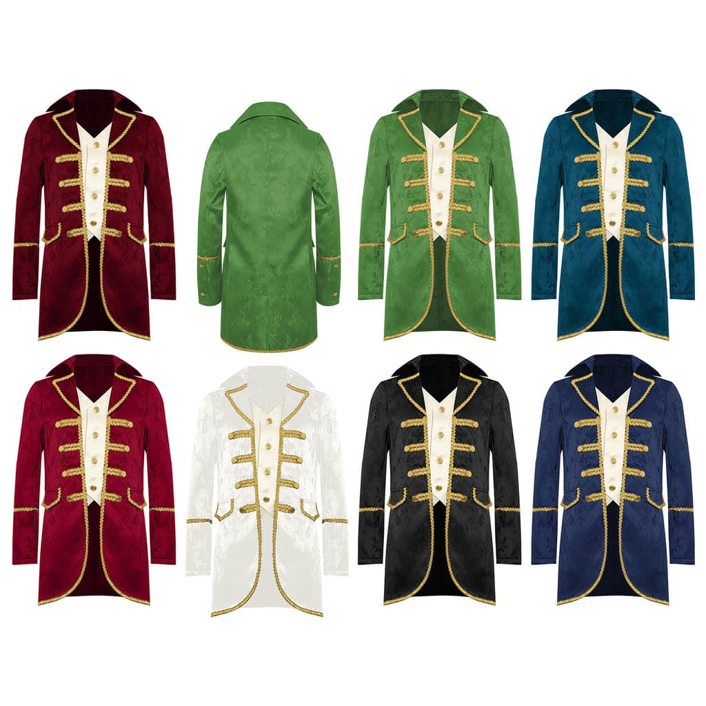 inhzoy Meninos Medieval Vitoriano Traje Mangas Compridas Corte De Ouro Falso 2 Em 1 Jaqueta Steampunk Uniforme Gótico Ca