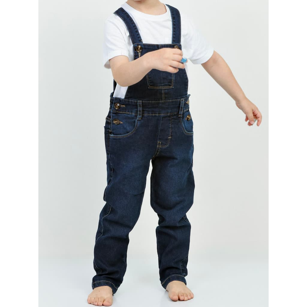 Jardineira Jeans Calça Infantil Menino Bolsos Funcionais Alças Ajustáveis Algodão Premium Conforto