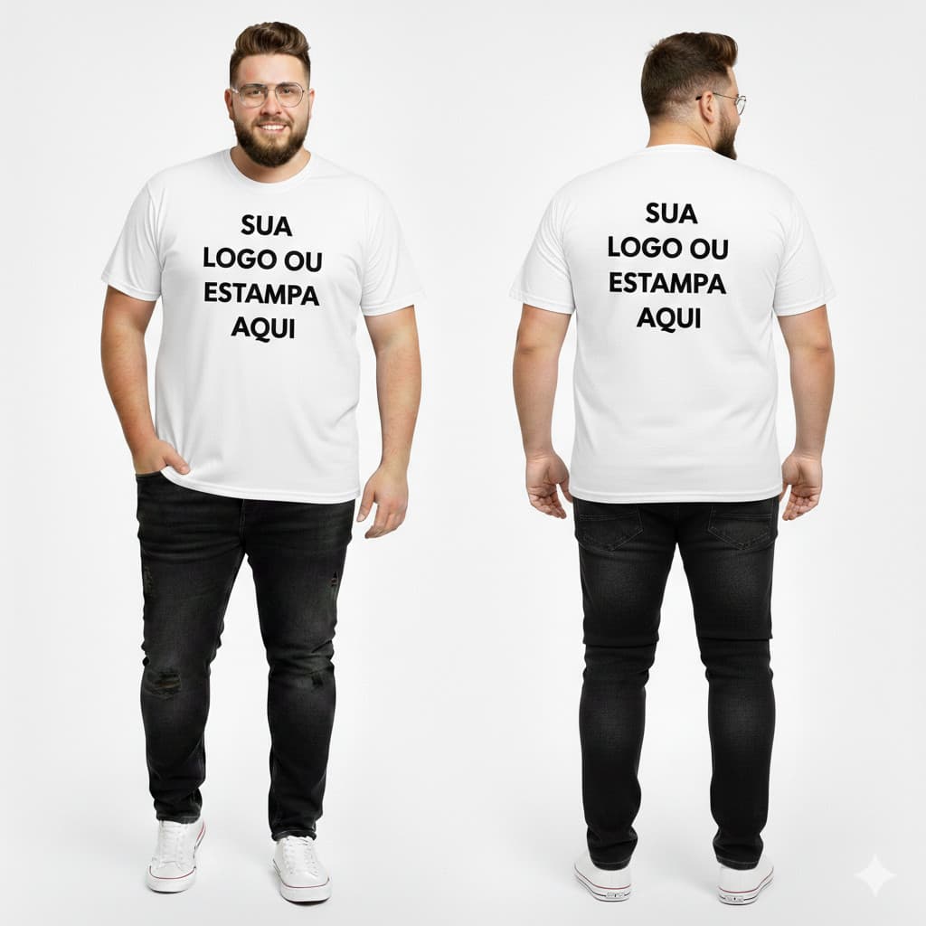 Camisa Personalizada Plus Size G1 ao G4 Sua Estampa Logo Marca 100% algodão