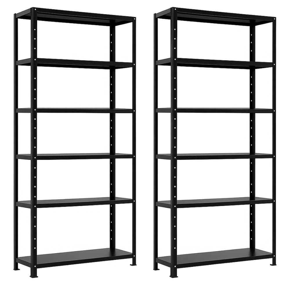 Conjunto 2 Prateleira Estante Armário Aço 6 Bandejas 90cm Preto Romero