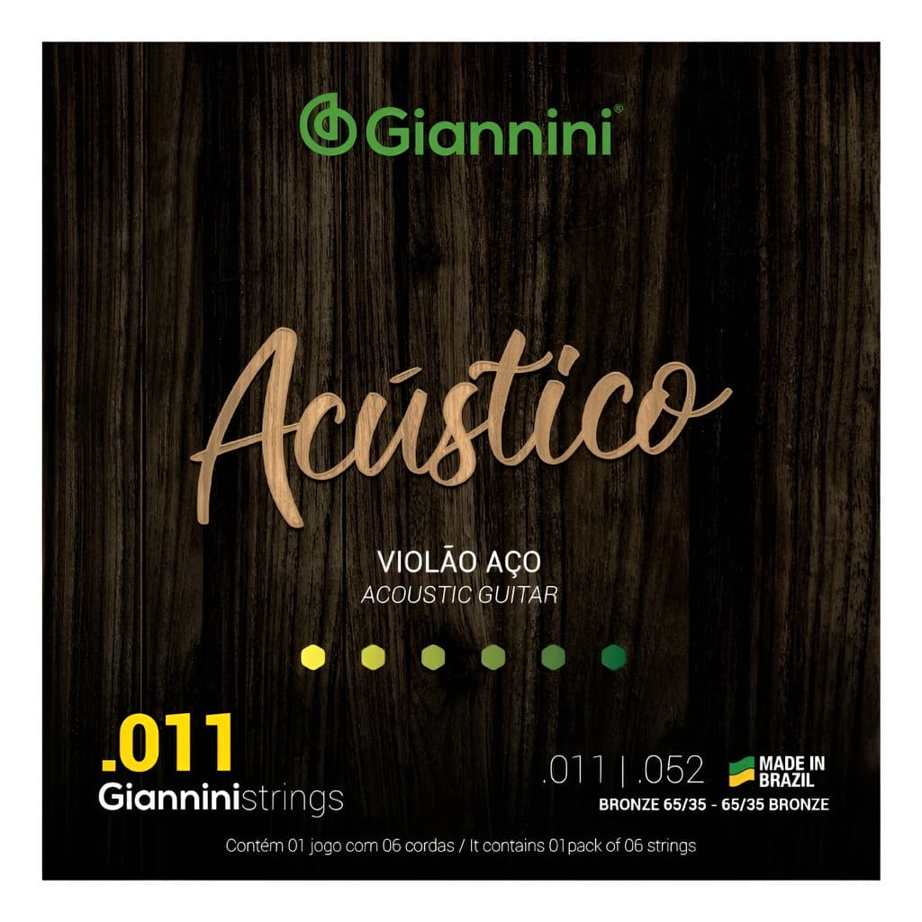 Encordoamento Cordas Violão Aço 011 Giannini Acústico