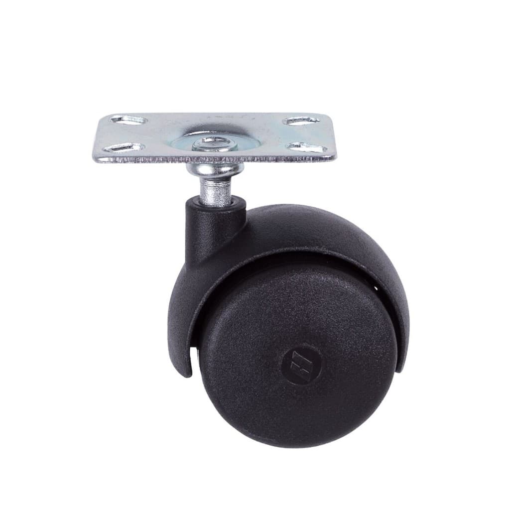 Rodinha Ideal para Moveis de Tamanho Médio - Rodízio Base De Aço De 3x4,5cm Roda De Plástico Preto 38mm