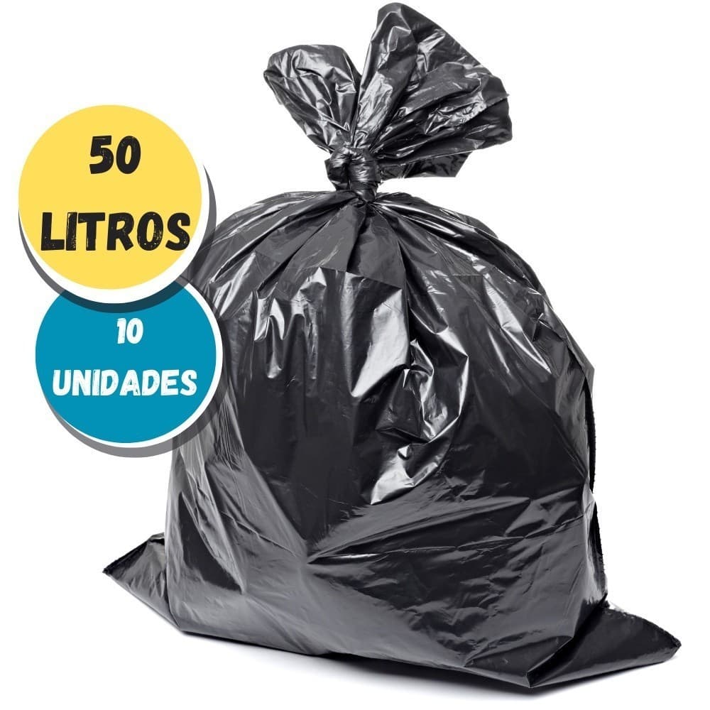 Saco De Lixo 50 Litros Preto 10 Unidades  Lixeira