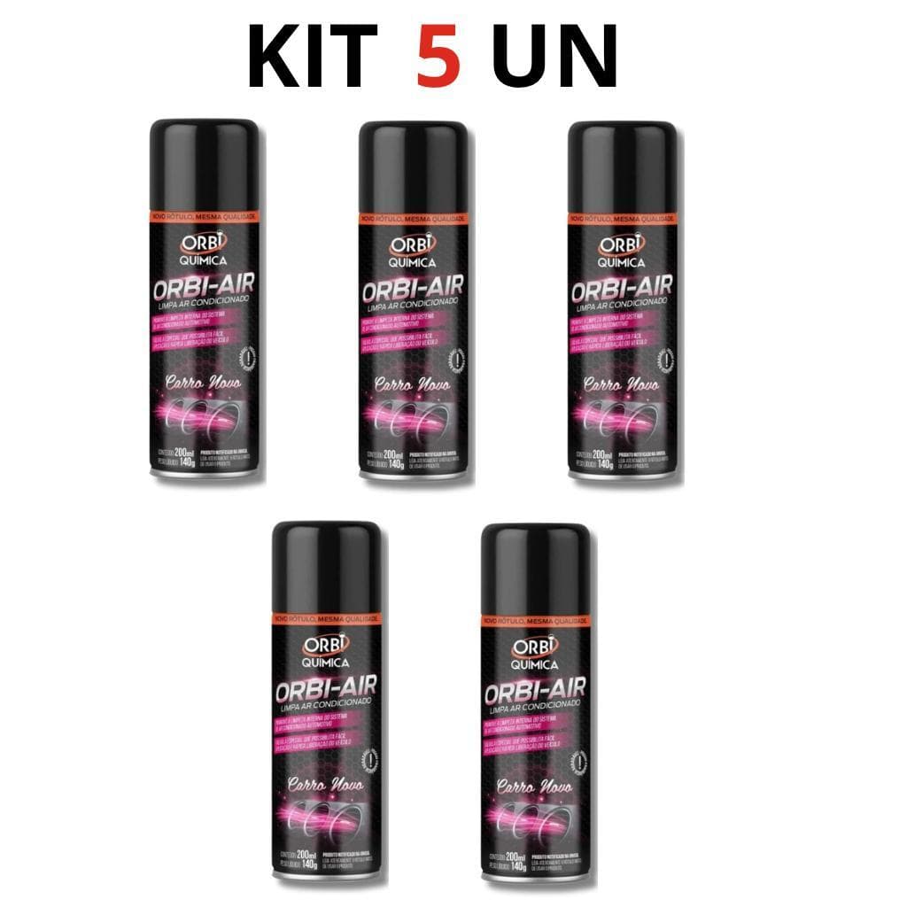 KIT 5 UN Limpa Ar Condicionado Automotivo Spray Higienização Orbi-air - Carro Novo