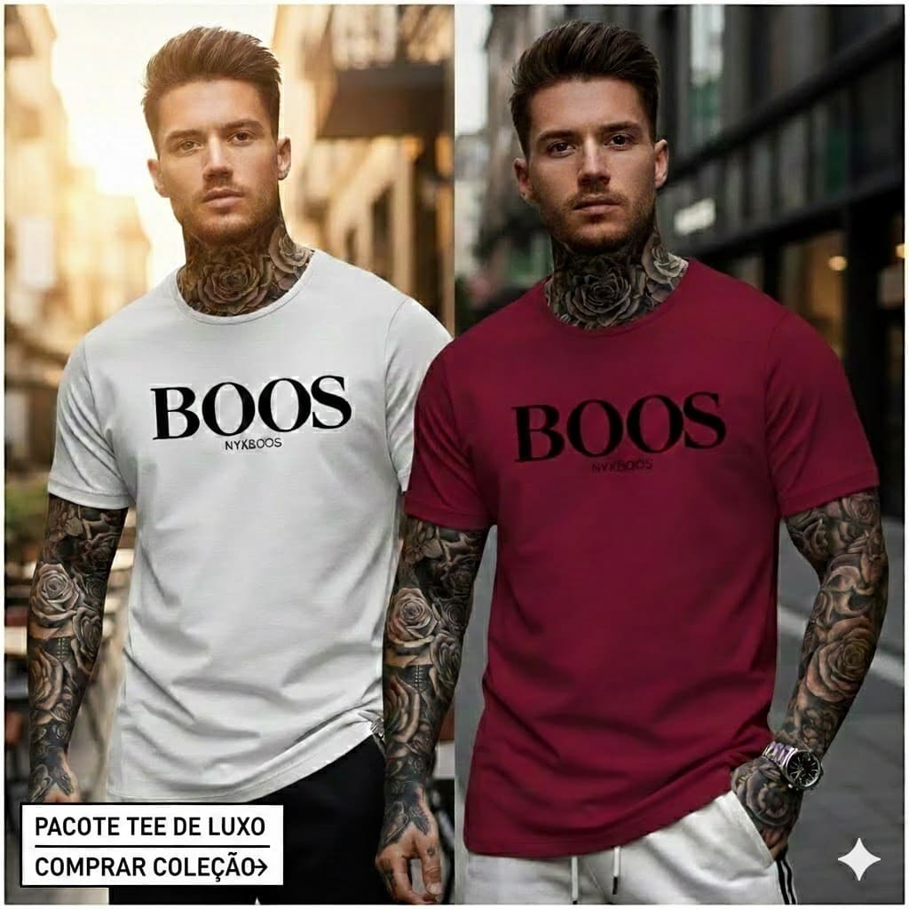KIT 2 Camisetas Masculina Bo...os 100% Algodao Camisa Gola Redonda Malha Premium | Plus Size