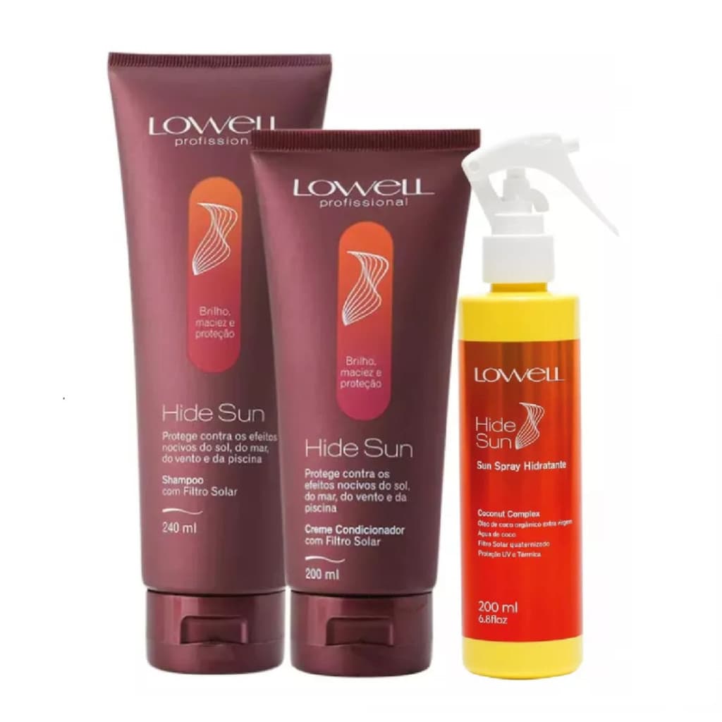 Kit Lowell Hide Sun Shp 240ml + Cond 200ml + Spray 200ml