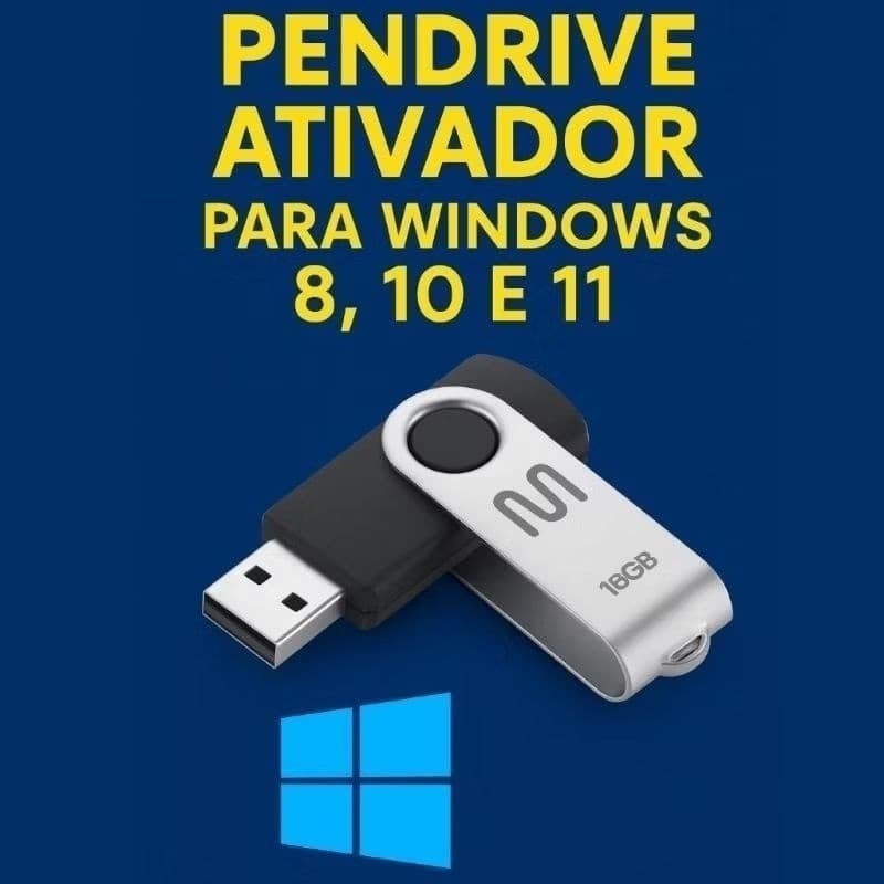 Pendrive C/ Windows 8.1, 10, 11 + ( 64Bits ) + Pacote Office