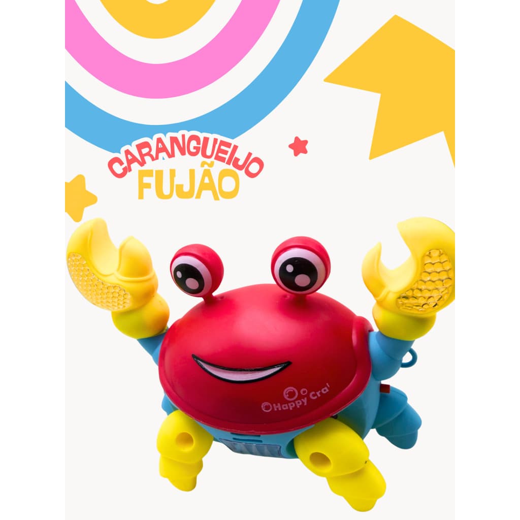 Brinquedo Caranguejo Fujão Sensorial Interativo Musical Infantil Menino Menina com Sensor de Obstáculo