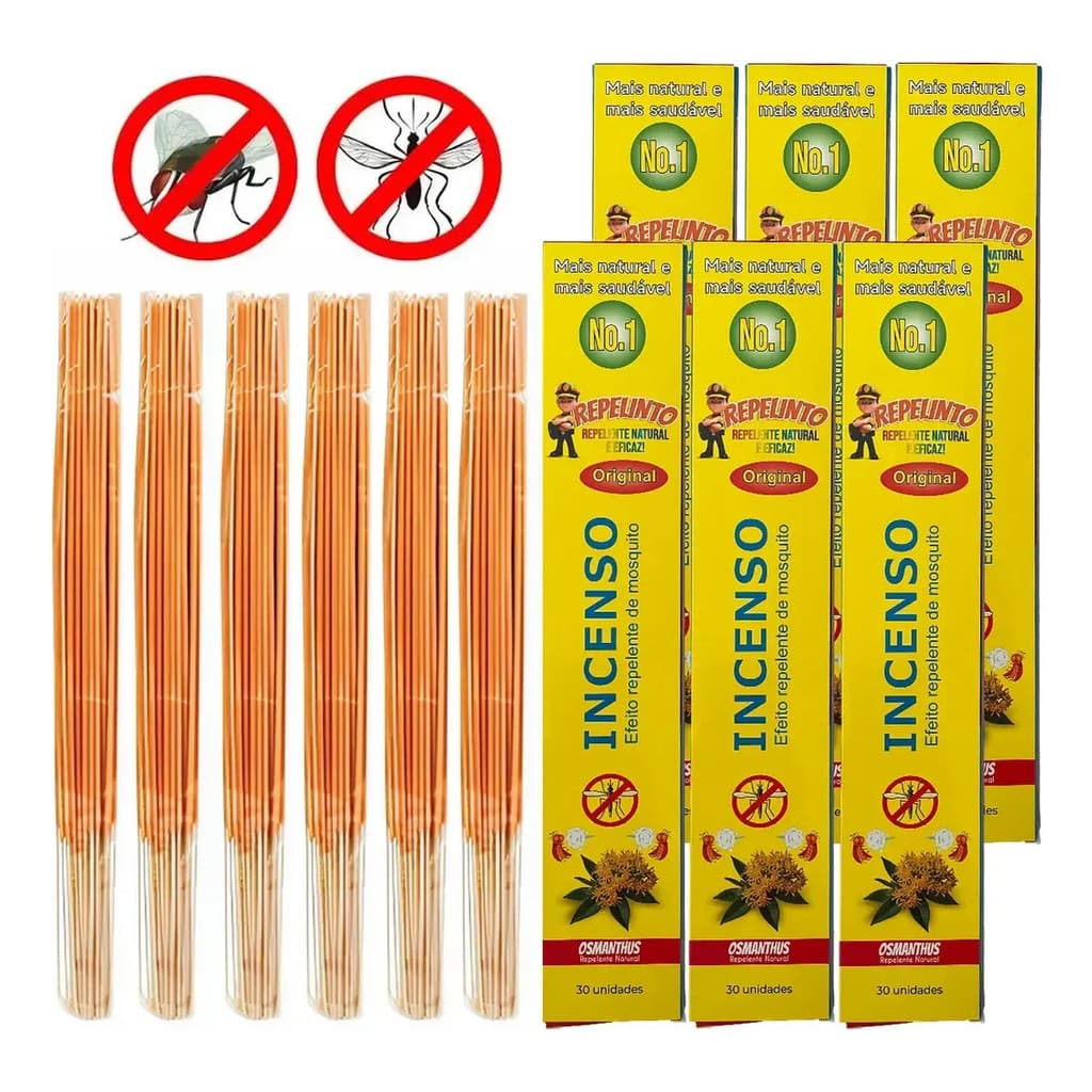Kit 180 Palitos Incenso Repelente Mata Mosquito Natural 6cxs