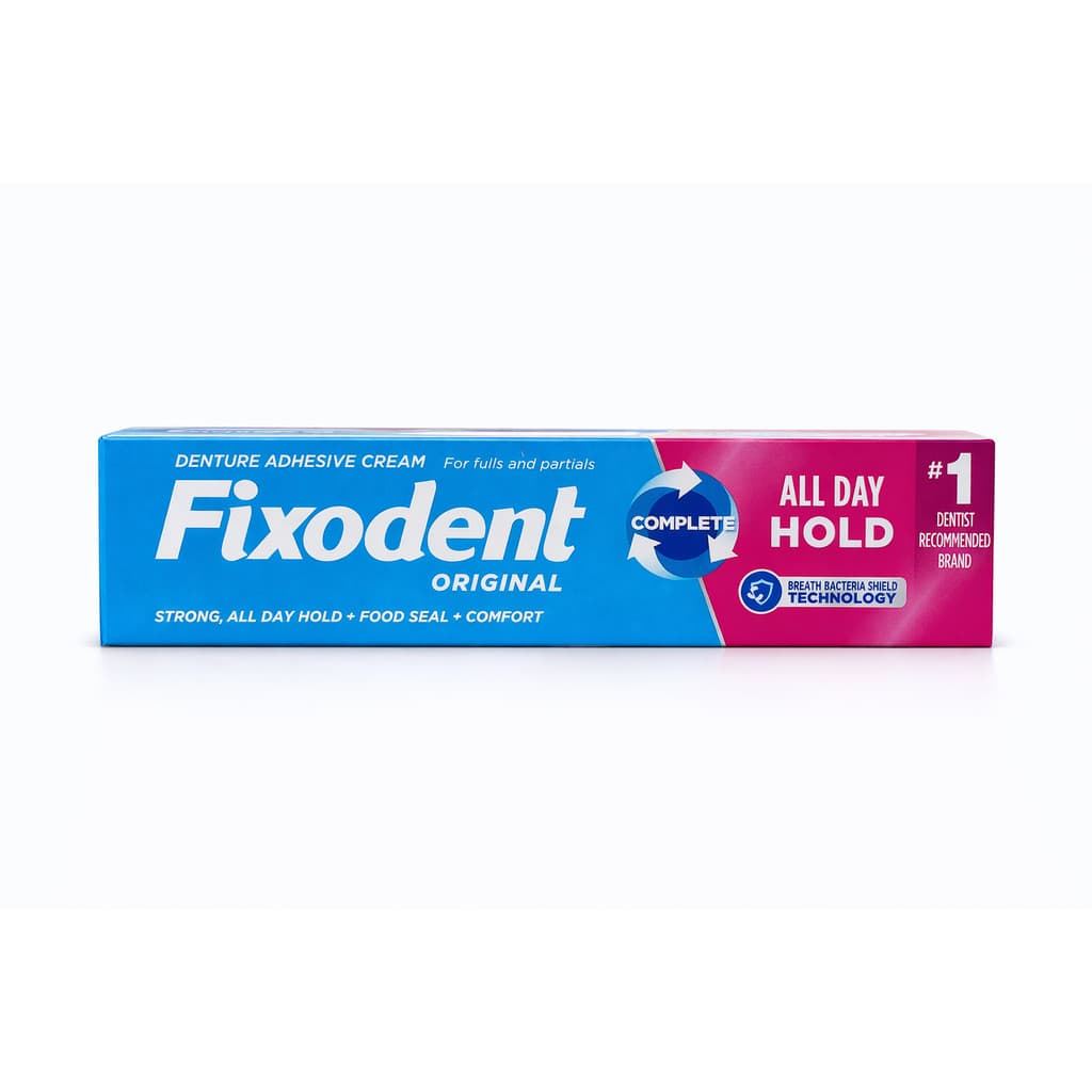 Fixodent Original 68g Creme Fixador de Dentadura Prótese Dental Fixação Forte Dia Todo